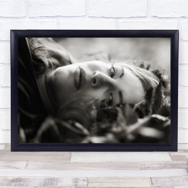 Fall Portrait Face Woman B&W Blackaamp;White Eyes Lips Expression Wall Art Print