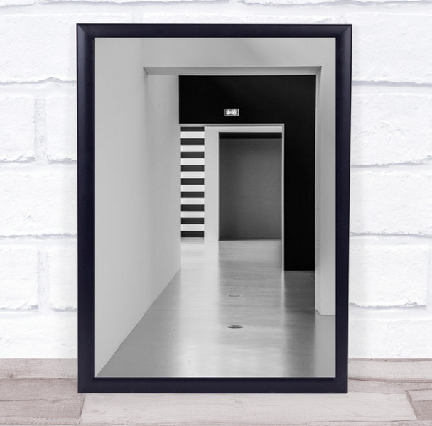 Abstract Architecture B&W Blackaamp;White Lines Door Floor White Wall Art Print