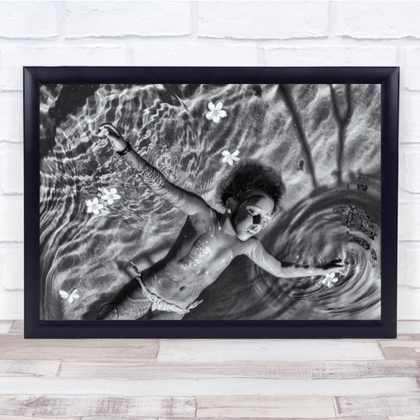 I Can Fly Frangipani Flower Water Pool Girl Swim Bloom Mood Hair Wall Art Print
