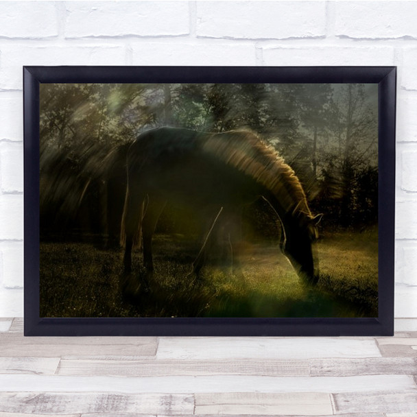 Morn Horse Blur Slovenia Trzic Horses Animal Animals Ghost Field Wall Art Print