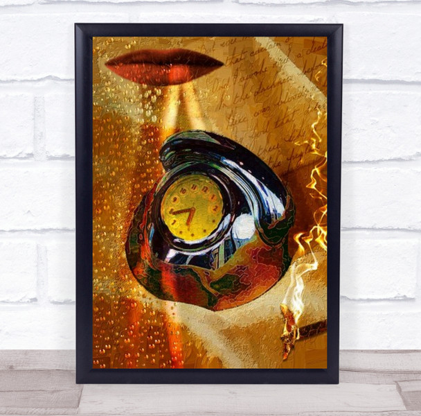 Insomnia Dial Phone Ring Numbers Mouth Lips Text Drops Surreal Wall Art Print