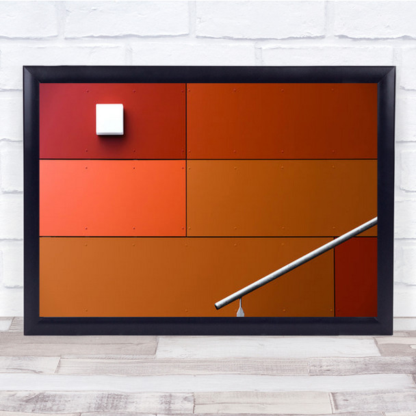 White Square Facade Handrail Shapes Geometry Red Plates Panels Wall Art Print