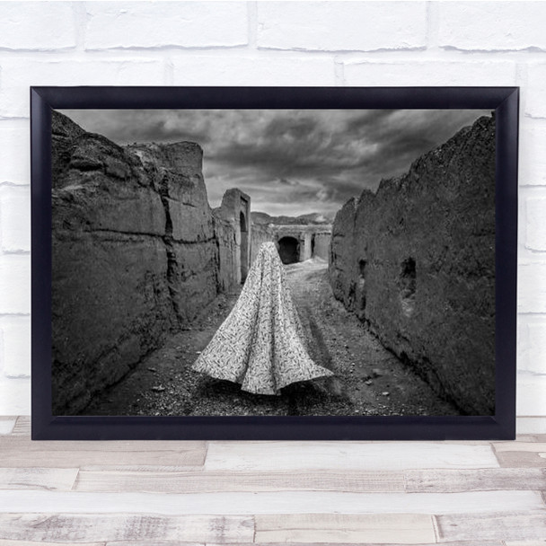 Emancipation Robe Cloak B&W Perspective Portrait Tunnel Walls Wall Art Print