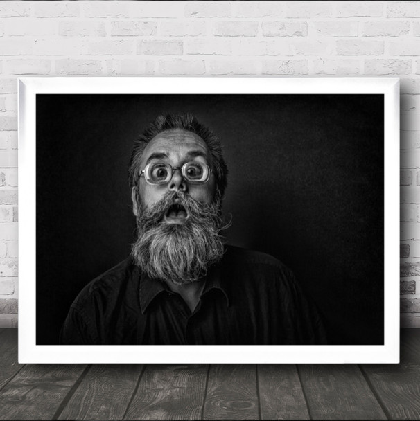Open Eyes Beard Man Spectacles Glasses Netherlands Expression Wall Art Print