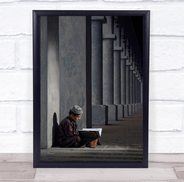 Recital Portrait Kid Shadow Quran Holy Book Pillars Mosque Sa Wall Art Print