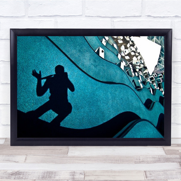 Waverider Shadow Murinsel Graz; Music Person Flute Pipe Curve Wall Art Print