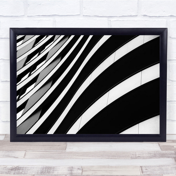 Curvilinear Wavey Building Structure Black And White Windows Wall Art Print