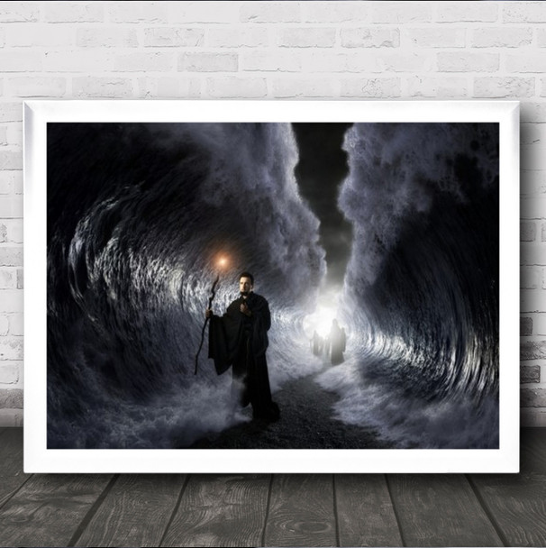 Exodus Water Waves Creative Edit Tunnel Moses Religious Walk Wall Art Print