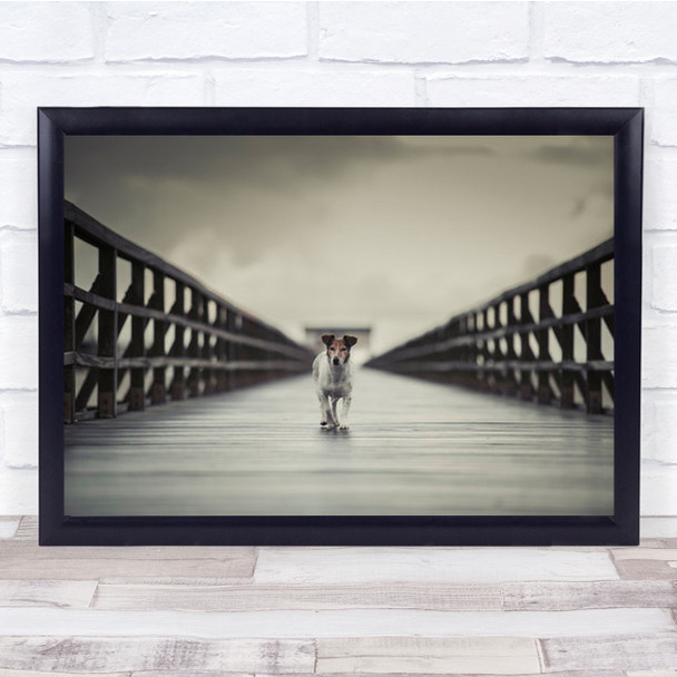 The Bridge Dogs Animals Stormy North Sea Beach Water Fineart Wall Art Print