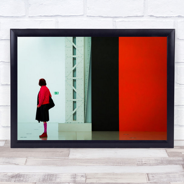 Abstract Architecture Lines Black Red Steel Socks Woman Old Wall Art Print