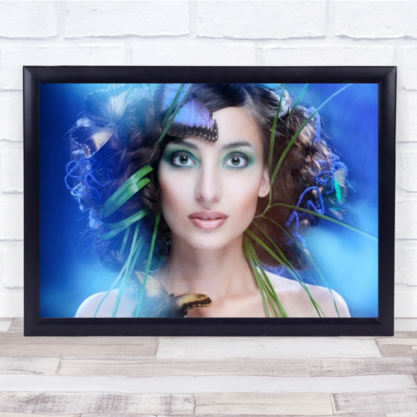 Butterfly Portrait Girl Woman Person Eyes Studio Model Face Wall Art Print