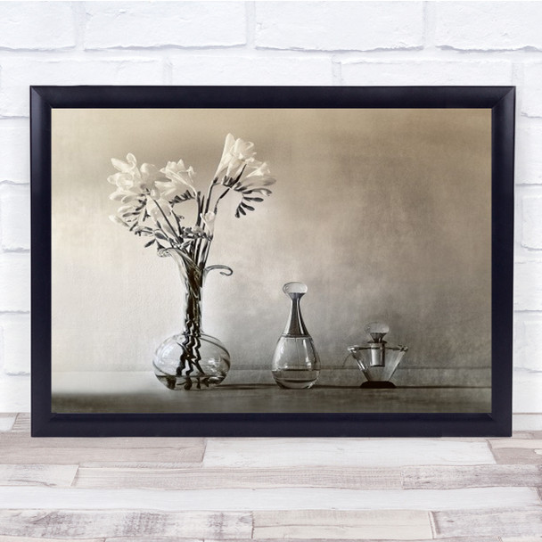 Flowers Vase Glass Perfume Still Life Flower Bottle Bouquet Wall Art Print