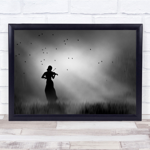 I Play My Lonely Song Violin Music Instrument Playing Light Wall Art Print