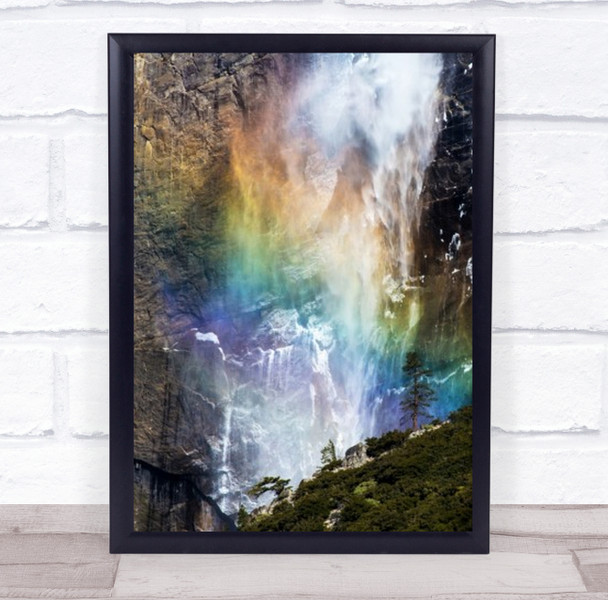 Motley Falls Yosemite Rainbow Waterfall National Park Flow Wall Art Print