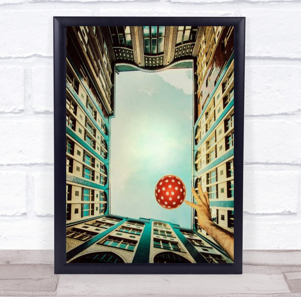 Play It Berlin Germany Ball Dots Polka Red Hand Arm Facade Wall Art Print