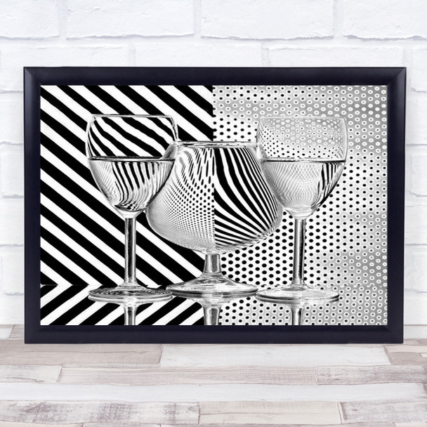 Dots And Stripes Glasses Pattern Zebra B&W Contrast Oines Wall Art Print