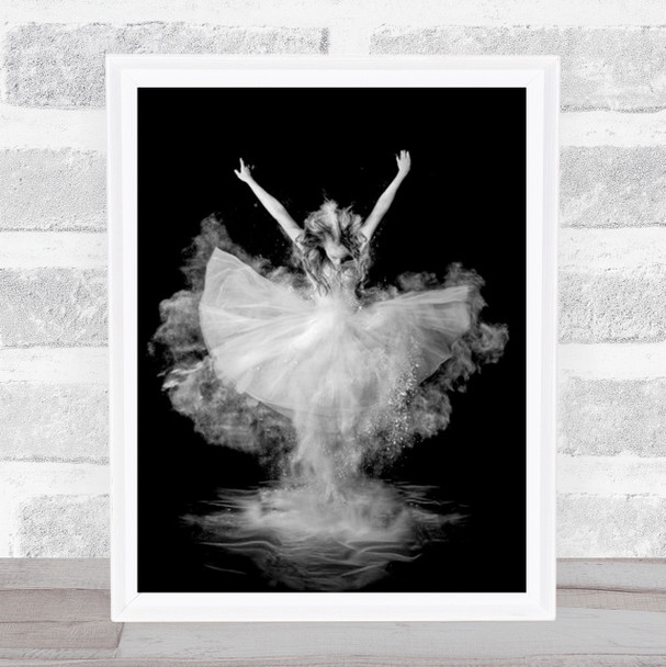 Powder Burst Dust Flour Ballerina Ballet B&W Person Dance Wall Art Print