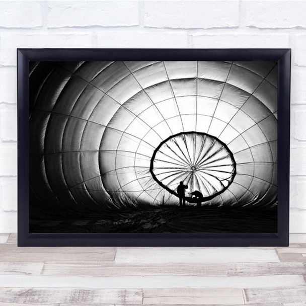 Circular Nowords Balloon Hot Air B&W Pattern Grid Circle Wall Art Print