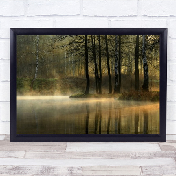 Silent Light Pond Morning Poland Lake River Trees Forest Wall Art Print