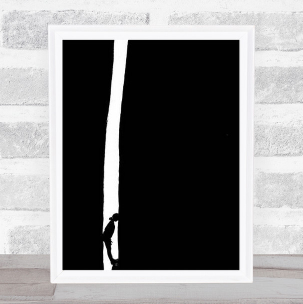 The Wall Abstract Graphic Contrast B&W Silhouette Woman Rift Art Print