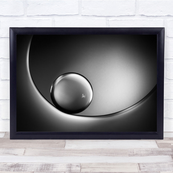 Bubble On The Moon Oil Water Abstract Macro Monochrome Wall Art Print