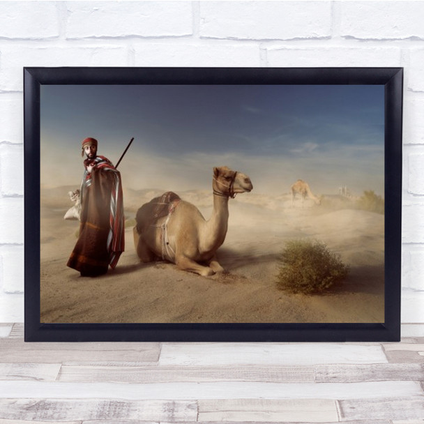 Life Of The Desert Creative Edit Camel Animal Shepherd Wall Art Print