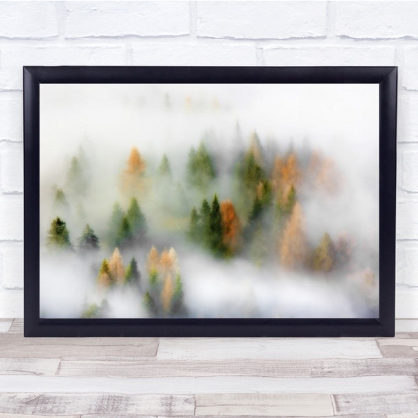 Autumn Dream Landscape Mist Fog Misty Foggy Tree Fall Wall Art Print