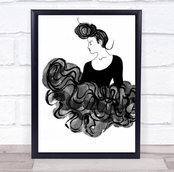 Ballerina Illustration Woman Performance Ballet Skirt Wall Art Print