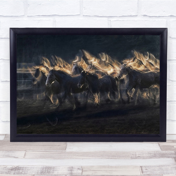 Fire Fighting Animal Animals Horse Horses Motion Blur Wall Art Print