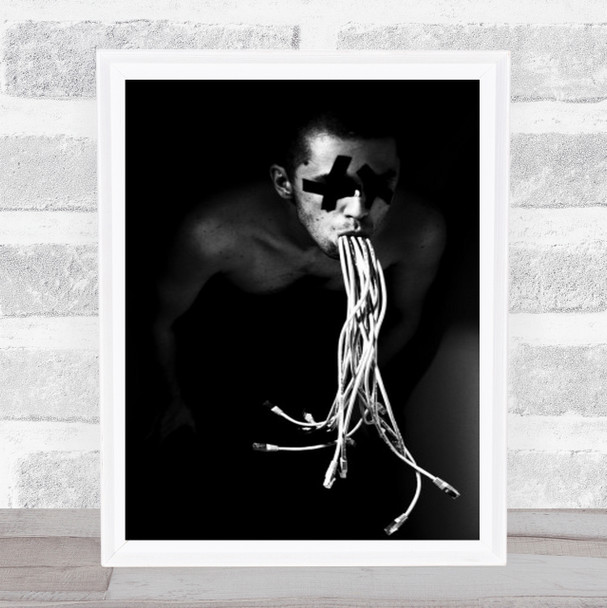 Horror Conceptual Eerie Electricity Wire Blind Person Wall Art Print