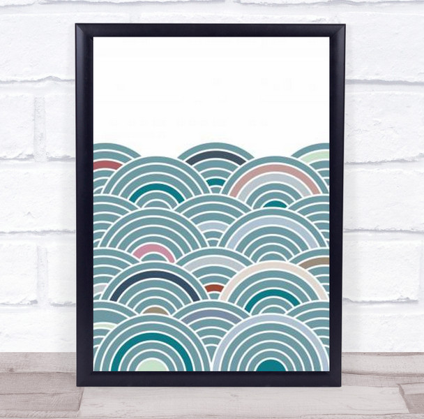 Sea Of Rainbows Arch Rainbow Shapes Teal Illustration Wall Art Print