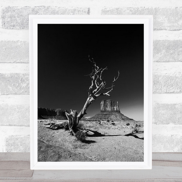 Monument Butte Mesa Desert Barren Wasteland Dry Tree Wall Art Print