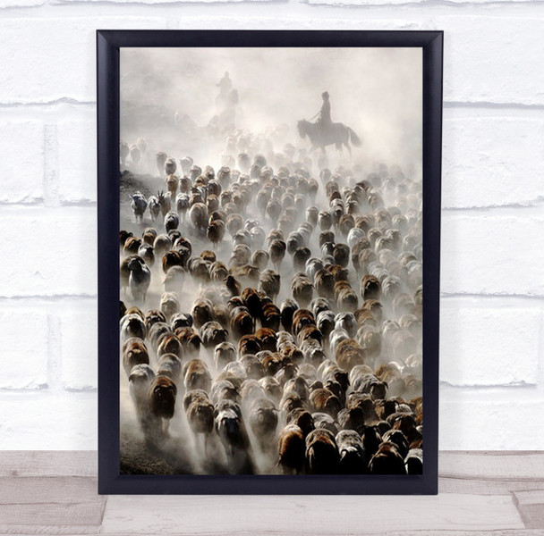 The Great Migration Of China Sheep Cattle Herd Flock Wall Art Print