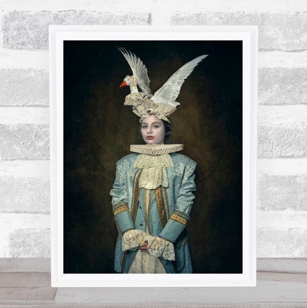 My Swan Hat Portrait Vintage Retro Collar Bird Duck Wall Art Print