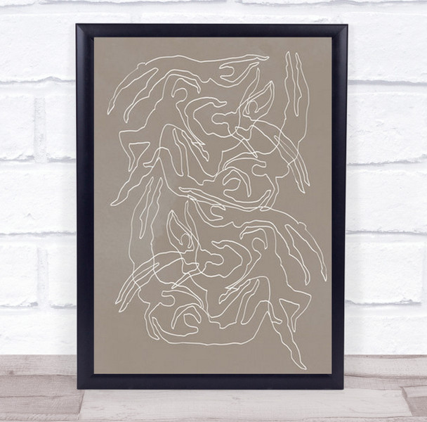 Swimmers Line art Illustration Body Beige Graphic Lines Wall Print