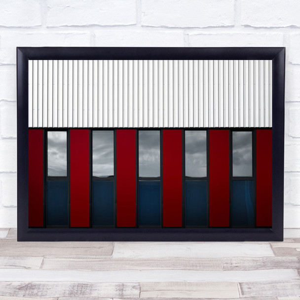 Watching The Clouds Go By Windows Facade Wall Red Lines Art Print