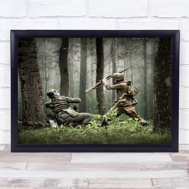 Combat Army Soldier Military Forest People Action Wall Art Print