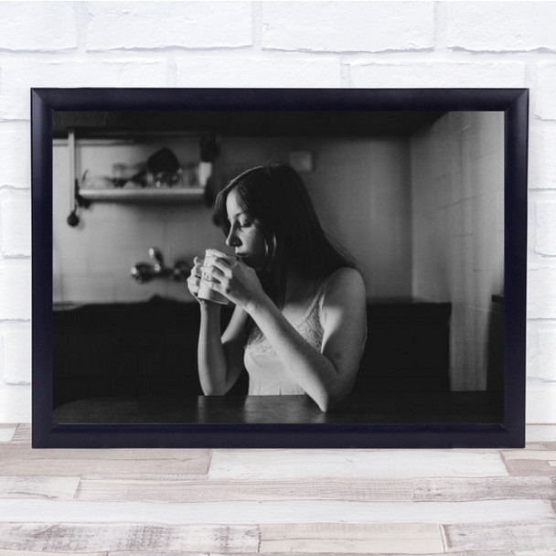 Morning Coffee Breakfast Drink Drinking Tea Woman Wall Art Print