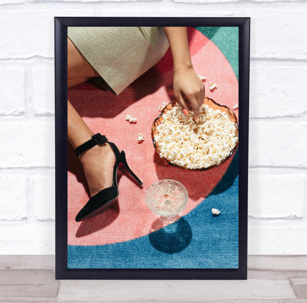 Movie Night 02 Popcorn Fashion Heels Model Studio Wall Art Print