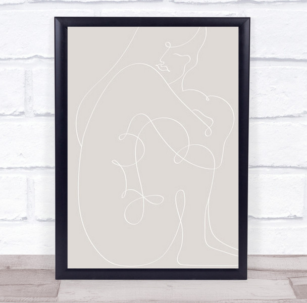 Woman Lines White Illustration Line Art Girl Graphic Wall Print