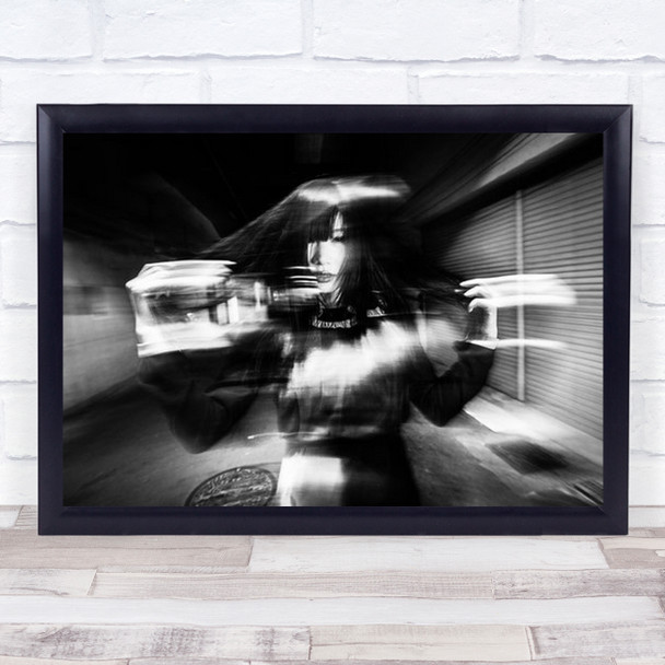 Portrait Woman B&W Black And White Dark Low Key Wall Art Print