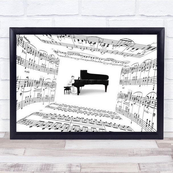 Piano Player Notes Music Song Sound Tune Sheet Wall Art Print