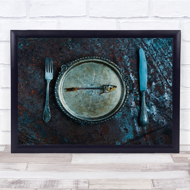 Fish Abstract Plate Silwerware Cutlery Table Wall Art Print