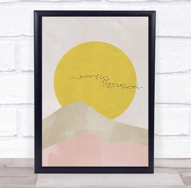 Rocky Mountains Mountain Illustration Sunset Wall Art Print