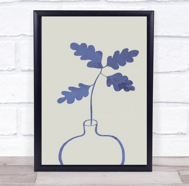 Blue Oak Plant Illustration Leaf Studio Wall Art Print