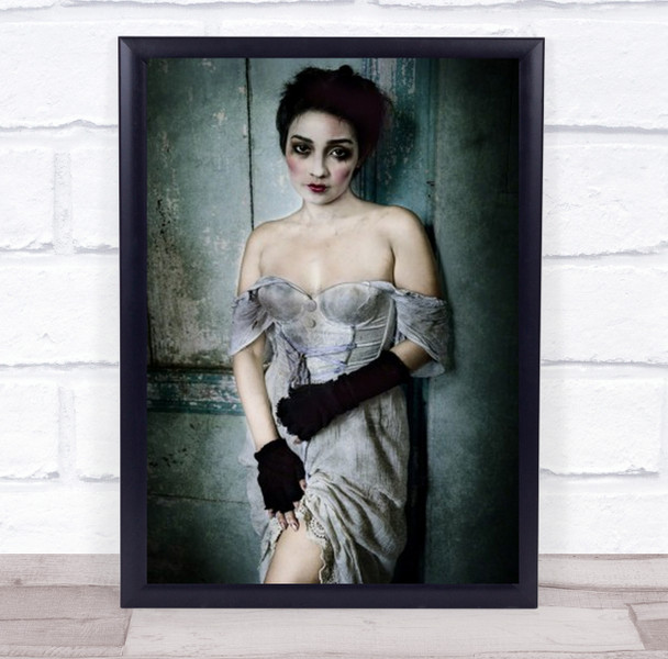 Woman In Dress Long Gloves Dark Make Up Wall Art Print