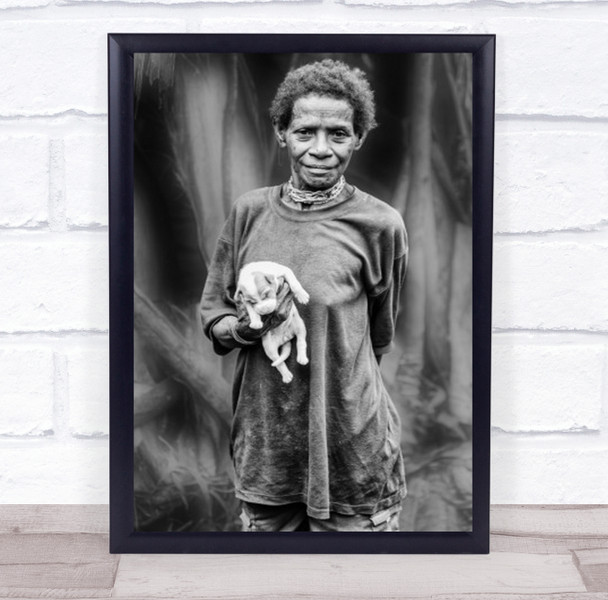 Woman Holding Puppy Dog West Indonesia Wall Art Print