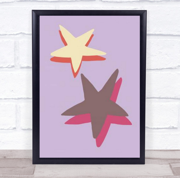 Lilac Star Stars Illustration Graphic Wall Art Print