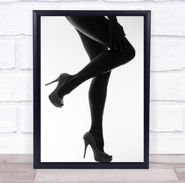 Woman's Legs In Heels Black And White Wall Art Print