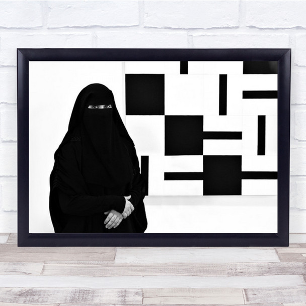 Woman Veil Eyes Hidden Black Squares Wall Art Print